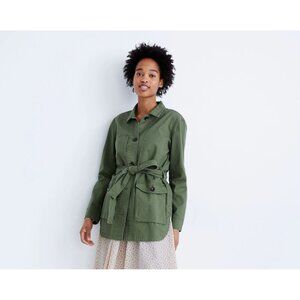 Madewell Tie-Waist Military Jacket in  Green Women's  Size XS ($145)